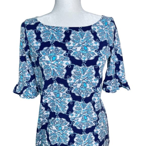 Lilly Pulitzer Sz S Shells Mermaid Blue Somerset Mini Dress in Hey Sailor Print - Picture 3 of 9